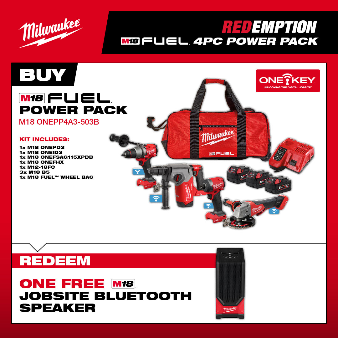 MILWAUKEE M18ONEPP4A3-503B - 18v FUEL ONE-KEY - Tool Kit with 3x5.0Ah BattS - 4pcs - 4933499430